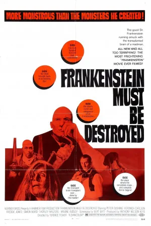 Frankenstein Must Be Destroyed (1969) Movie Poster - SassyFlix
